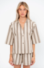 Apiece Apart Terrasini Button Up Shirt - Wide Stripes Coffee + Cream - Thumbnail 1