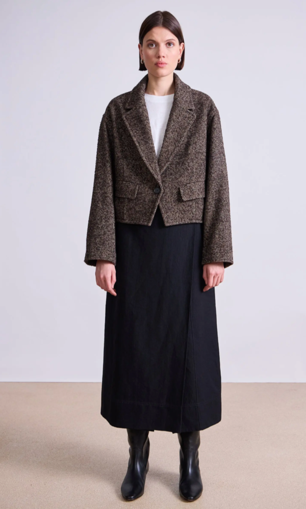 Apiece Apart Ria Cropped Back Jacket - Textured Herringbone