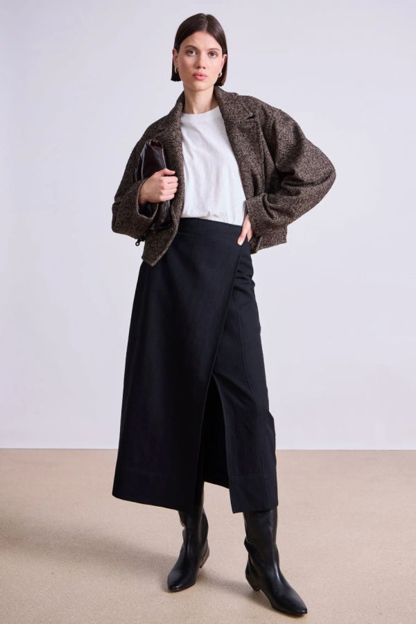 Apiece Apart Ria Cropped Back Jacket - Textured Herringbone
