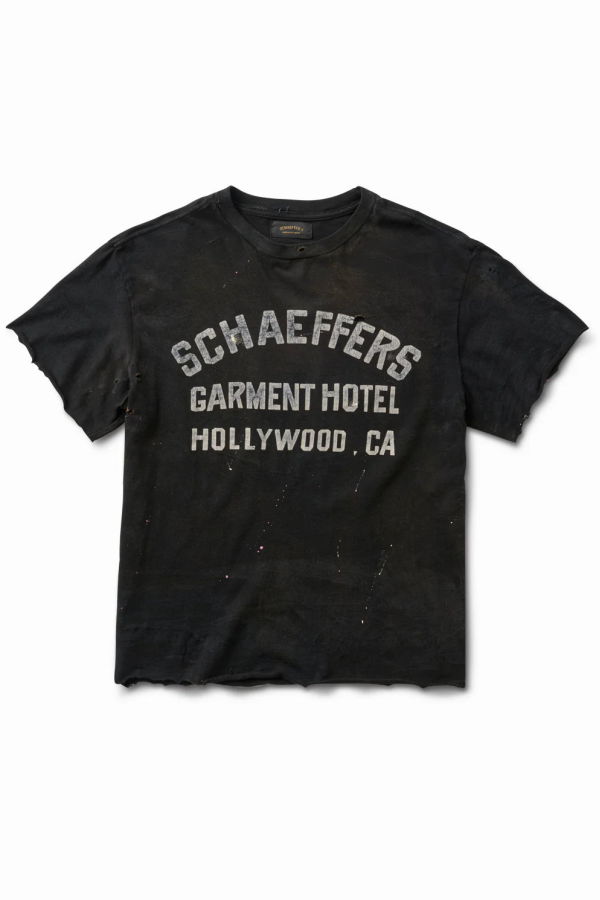 SCHAEFFER'S GARMENT HOTEL Distressed Cycle Varsity Tee