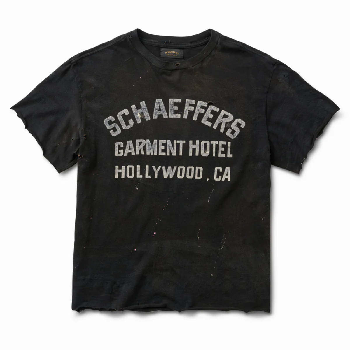 SCHAEFFER'S GARMENT HOTEL Distressed Cycle Varsity Tee - Image 1 of 4