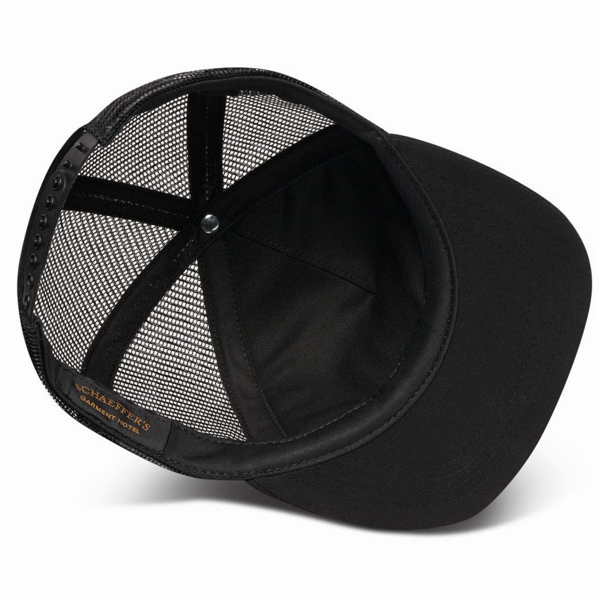 SCHAEFFER'S GARMENT HOTEL Orange Label Trucker Hat - Black - Image 3 of 3