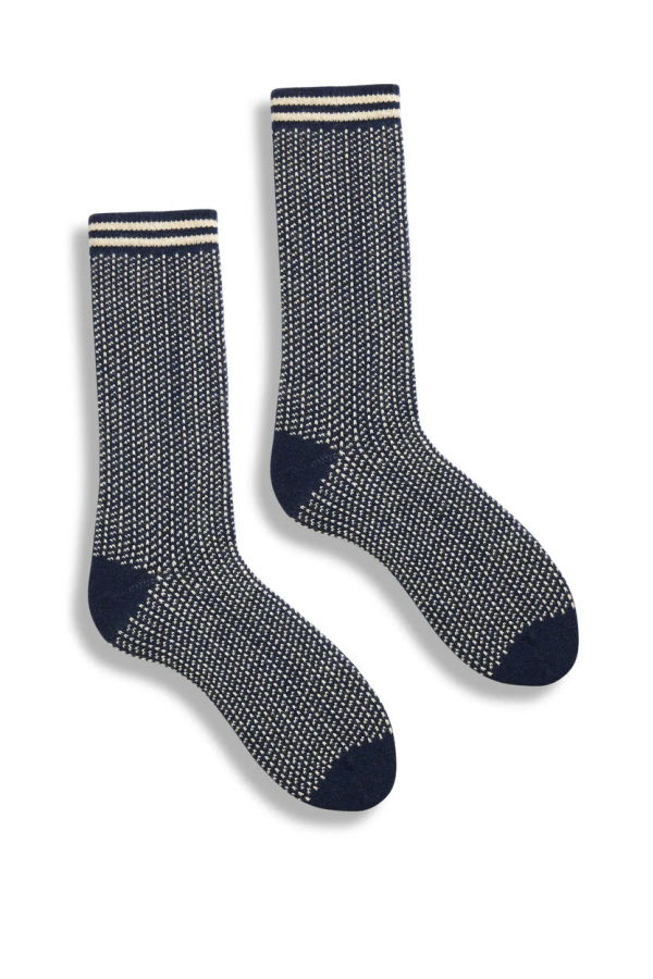 Lisa B. Nordic Birdseye Wool Cashmere Crew Socks