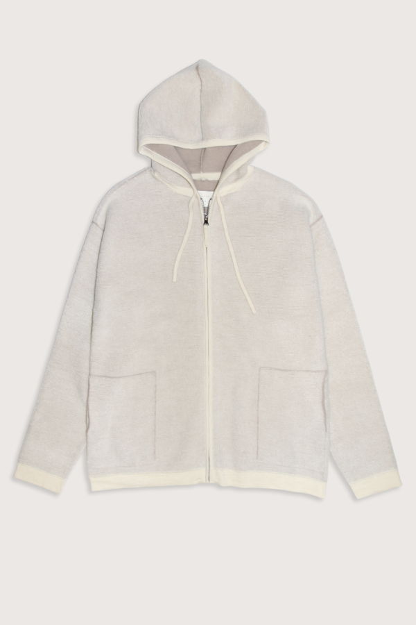 Lauren Manoogian Fine Terry Hoodie Cardigan Sweater - Raw White