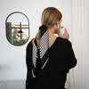 lescarf No. 2 65 cm Scarf - Black & Cream - Thumbnail 4
