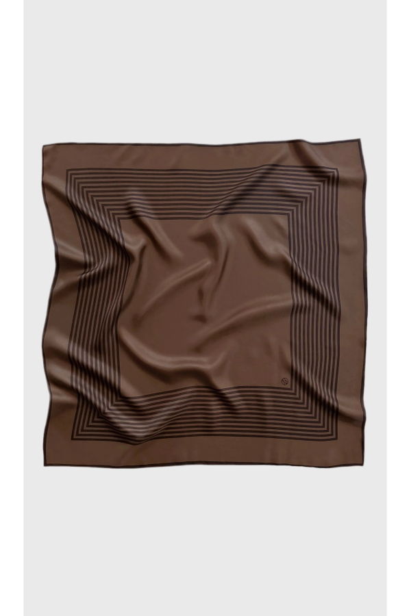 lescarf Striped Scarf 80 cm - Brown