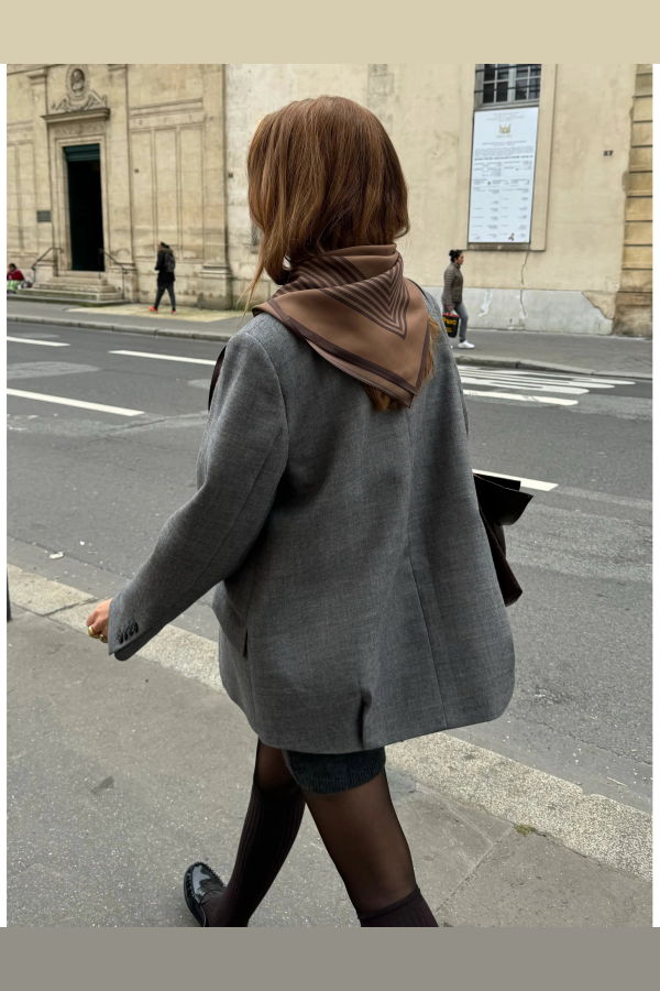 lescarf Striped Scarf 80 cm - Brown