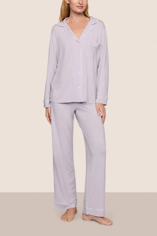 Eberjey Gisele Long PJ Set - Thistle/Ivory