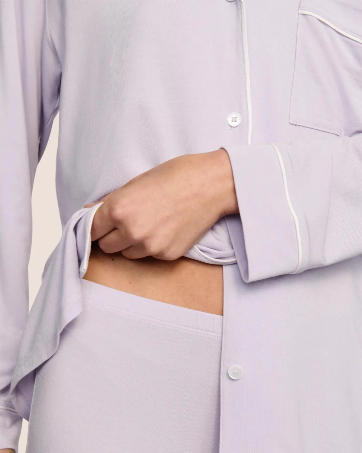 Eberjey Gisele Long PJ Set - Thistle/Ivory - Image 2 of 3