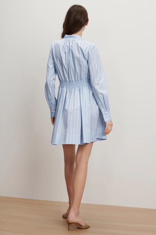 Veronica Beard Schor Mini Shirtdress - Ice Blue Stripe