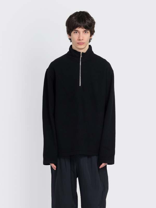 Rier Fleece Polo Outerwear - Black Rier Fleece Polo Outerwear - Black