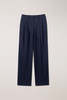 Dunst Double Pleated Chino Slacks Trousers - Navy - Thumbnail 1