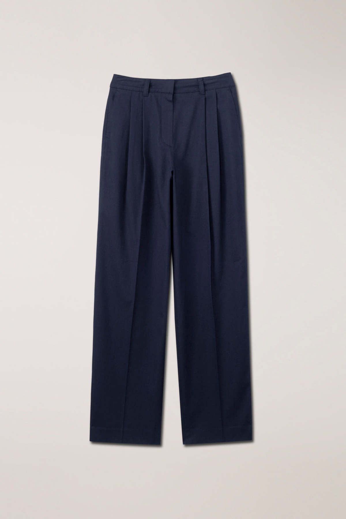 Dunst Double Pleated Chino Slacks Trousers - Navy - Image 1 of 2