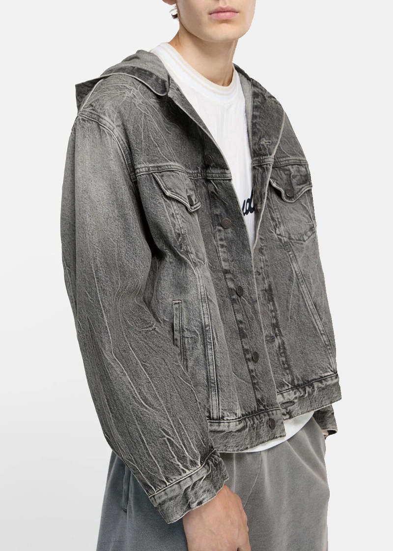 Acne Studios Hooded Denim Jacket - Washed Black