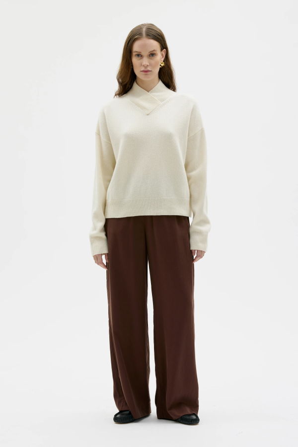 maska.se Runo Wrap Neck Merino Wool Cashmere Sweater