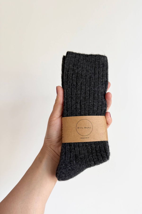 Billy Bamboo Iceland Wool High Socks - Dark Gray