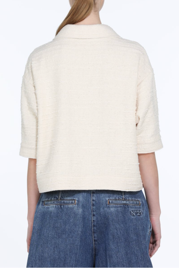 No21 SS Cream Polo Top - Cream