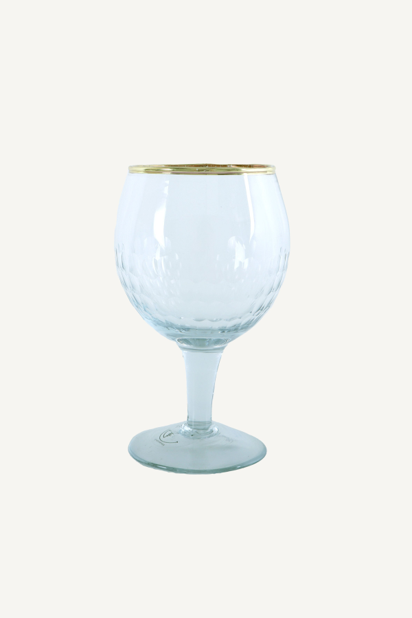 Civil Alchemy Etched Wine Glass with Gold Rim