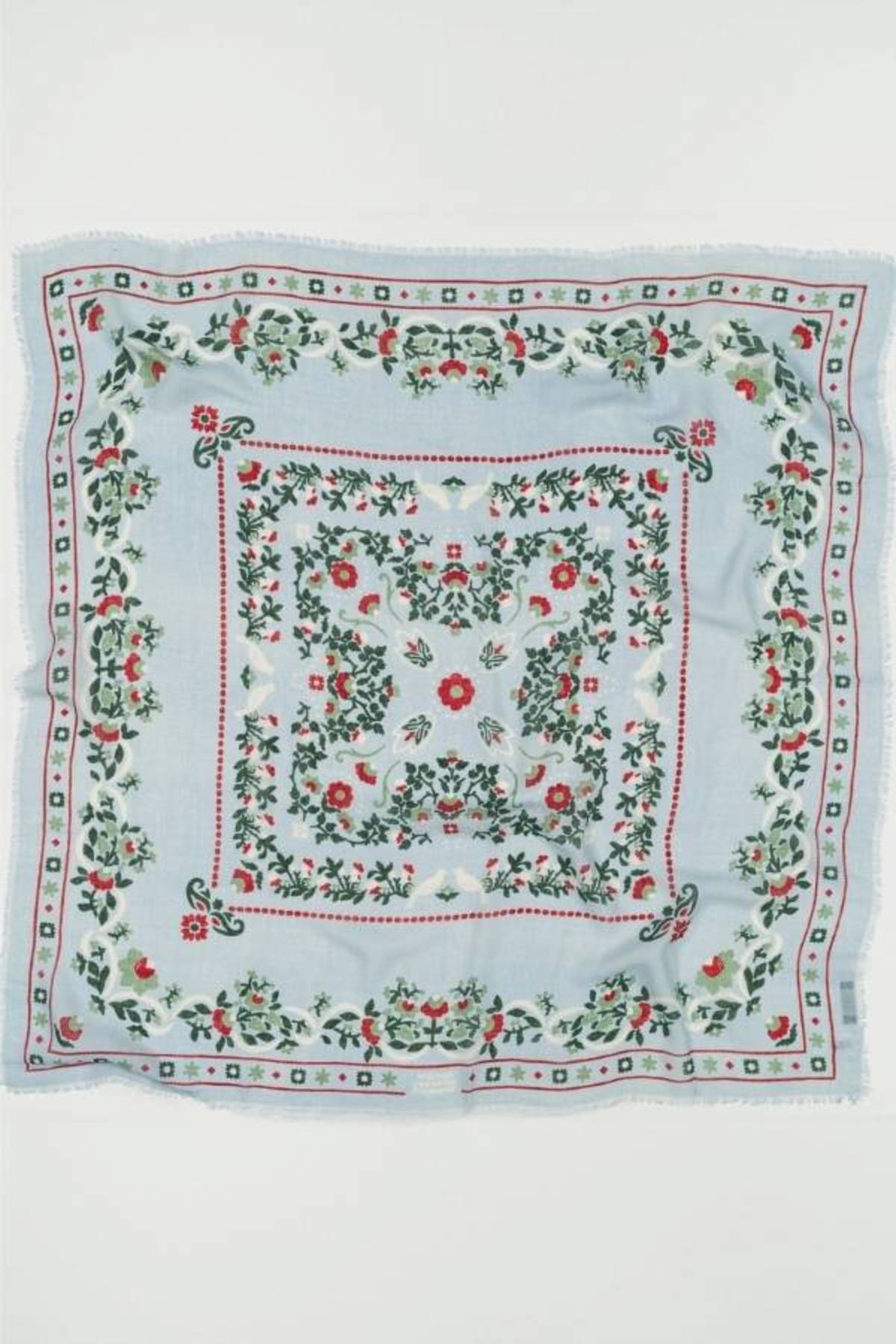 Maison Lecomte Flament Wool Silk Blend Secret Garden Ciel Bandana - Image 1 of 3