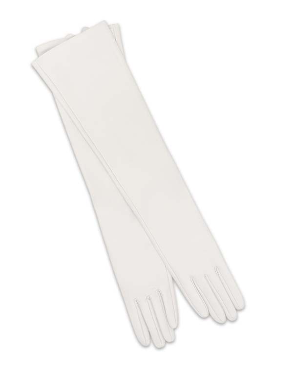 Cynthia Rowley Bea Long Leather Gloves - White