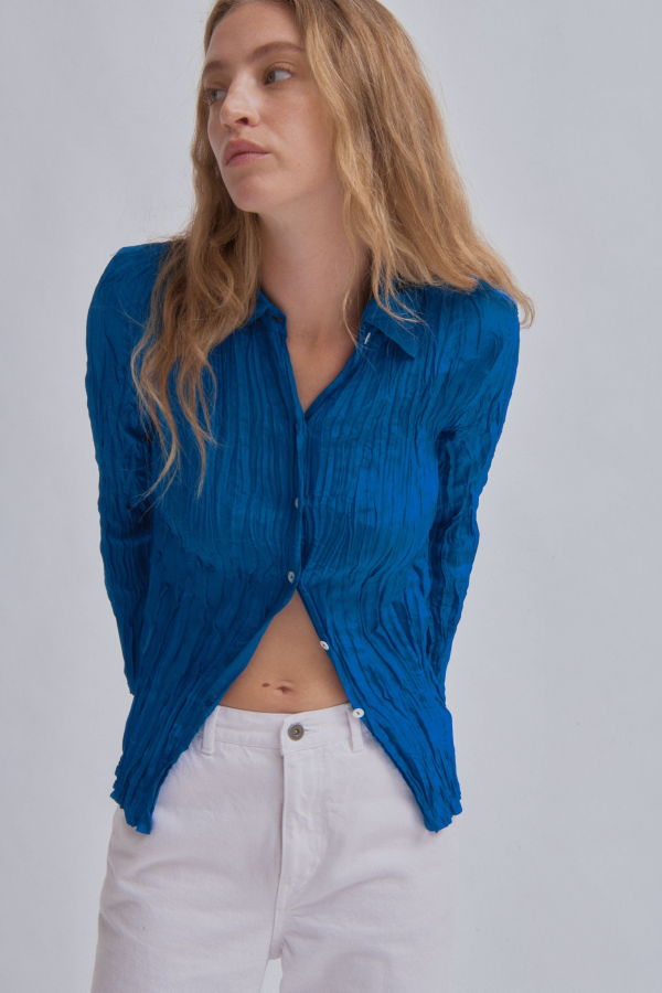 SAYAKA DAVIS NEW YORK Hand Pleated Shirt - Cerulean