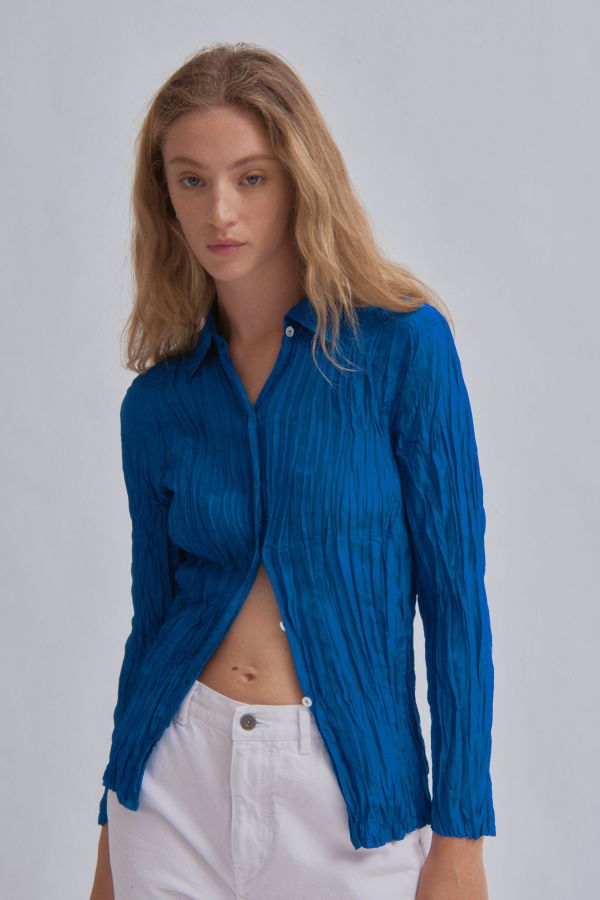 SAYAKA DAVIS NEW YORK Hand Pleated Shirt - Cerulean