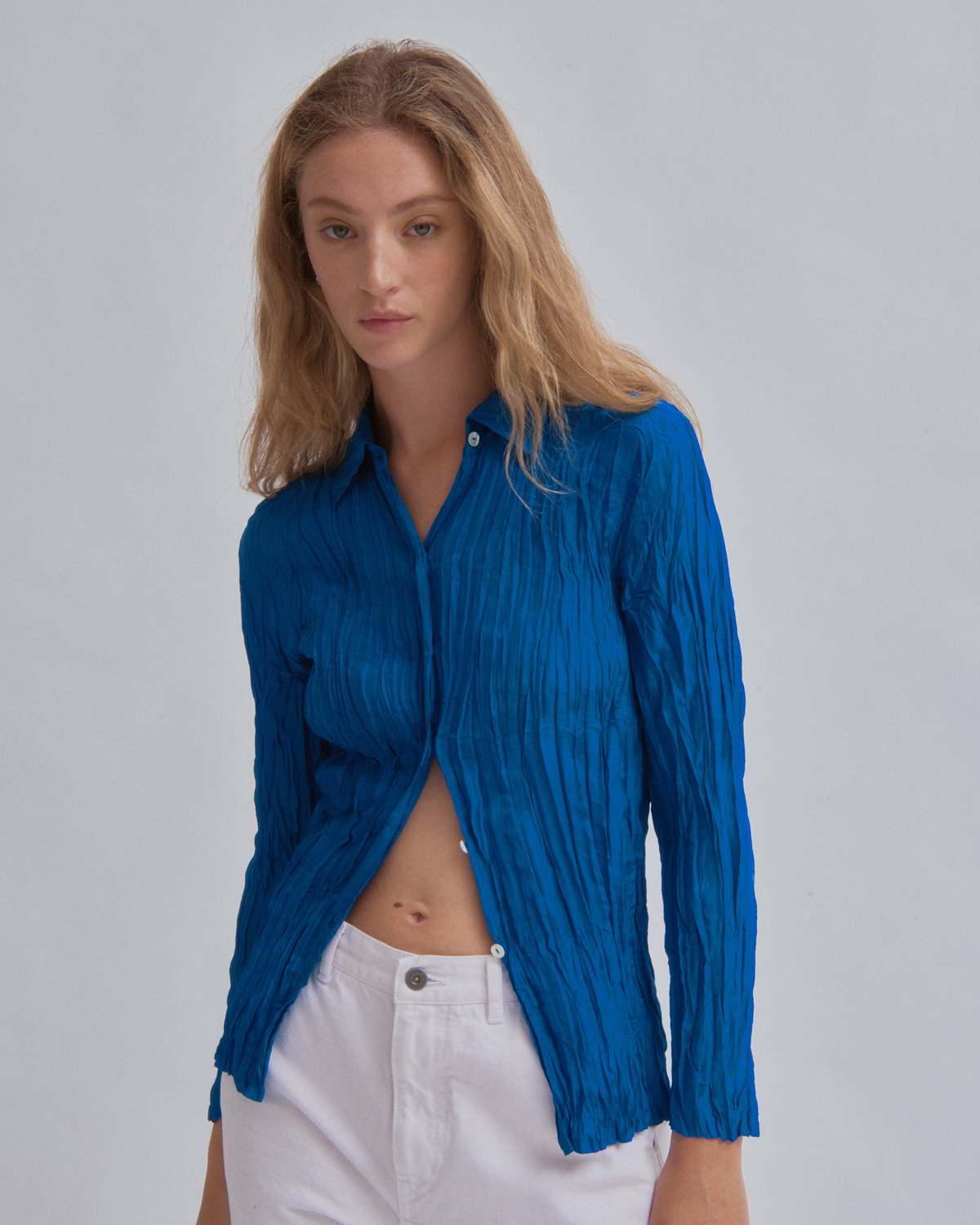 SAYAKA DAVIS NEW YORK Hand Pleated Shirt - Cerulean - Image 2 of 8