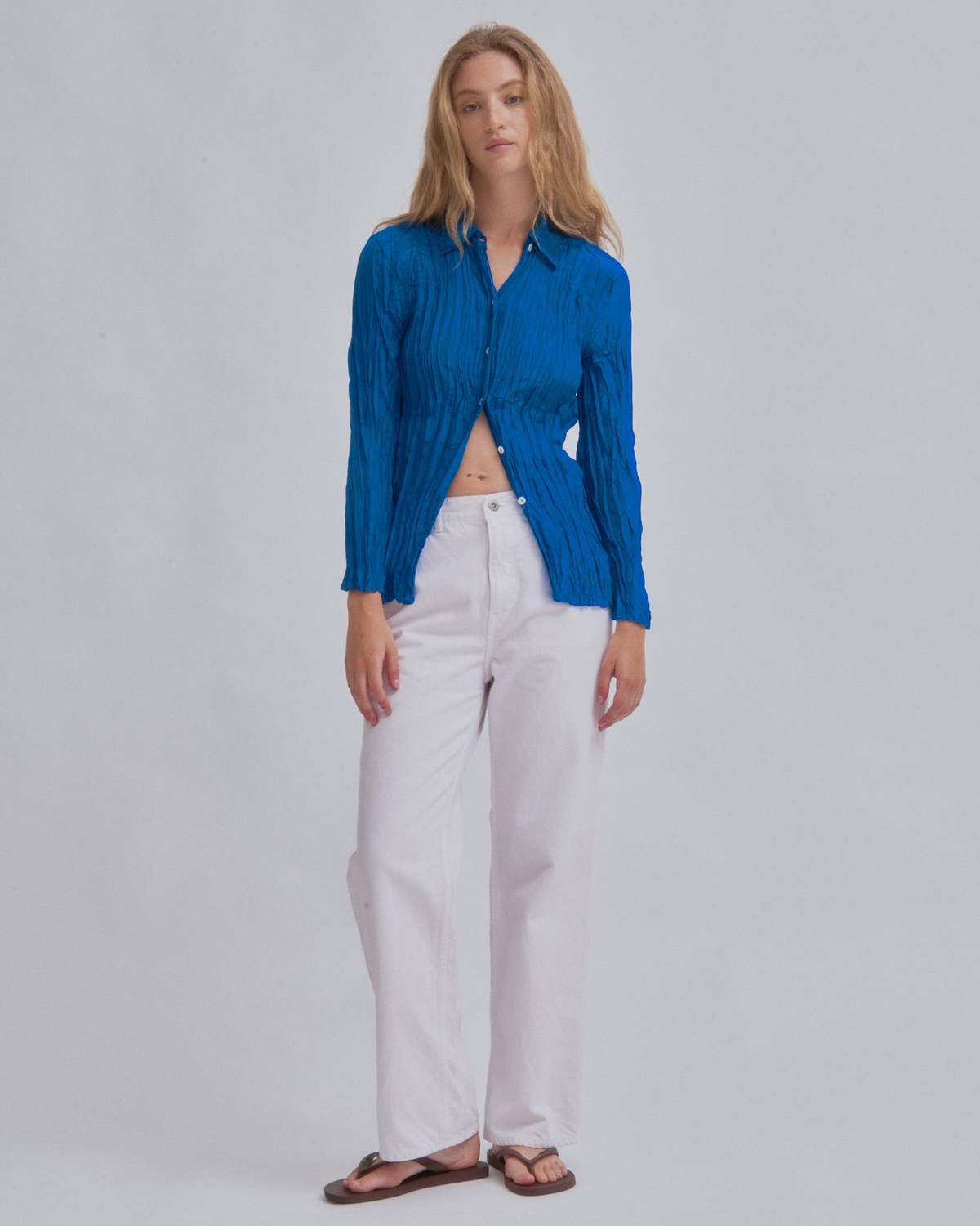 SAYAKA DAVIS NEW YORK Hand Pleated Shirt - Cerulean - Image 4 of 8