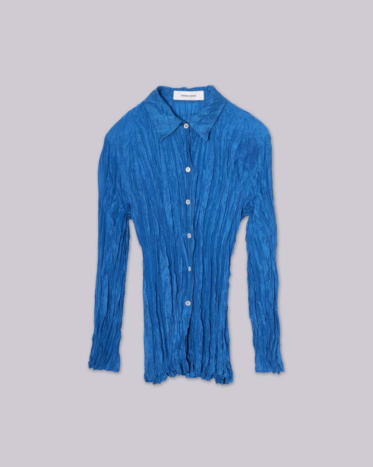 SAYAKA DAVIS NEW YORK Hand Pleated Shirt - Cerulean - Image 7 of 8
