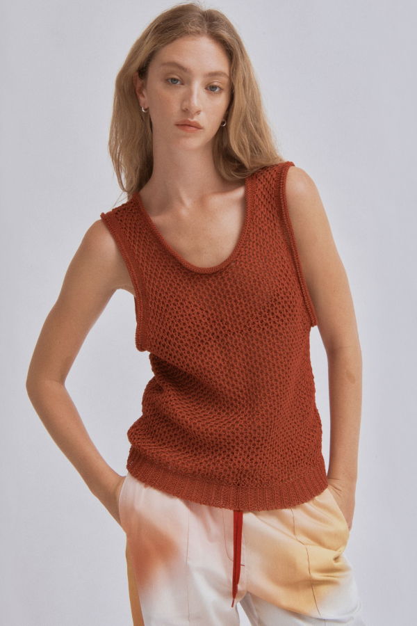 Sayaka Davis New York Linen Knit Tank - Brick