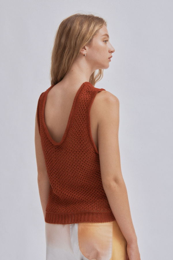 Sayaka Davis New York Linen Knit Tank - Brick