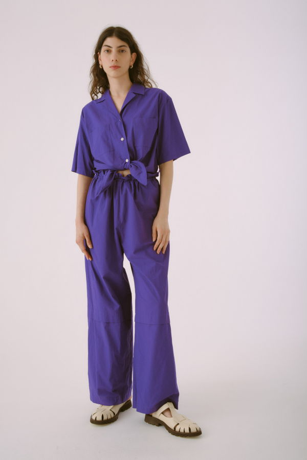 SAYAKA DAVIS NEW YORK Open Collar Jumpsuit - Purple