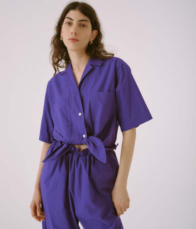 SAYAKA DAVIS NEW YORK Open Collar Jumpsuit - Purple