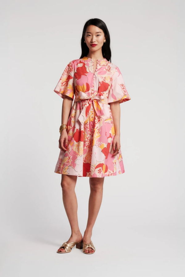 Frances Valentine Nancy Dress Wild Tulip Cotton Blend Dress - Pink/Multi
