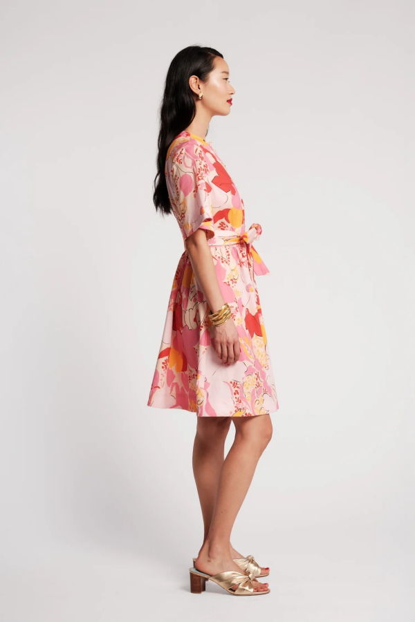 Frances Valentine Nancy Dress Wild Tulip Cotton Blend Dress - Pink/Multi