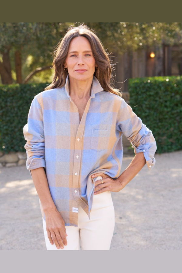 Frank & Eileen Eileen Shirt - Blue and Camel Check