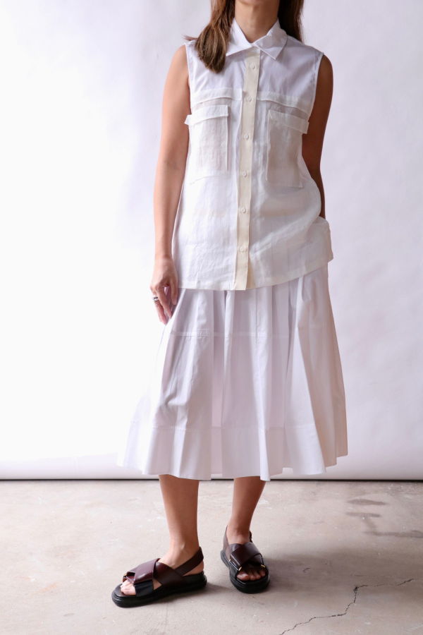 Lee Mathews Issy Sleeveless Shirt Top - Natural