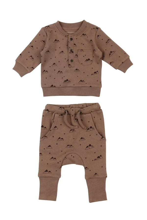 KIDS l'ovedbaby Organic Henley & Jogger Set - Latte