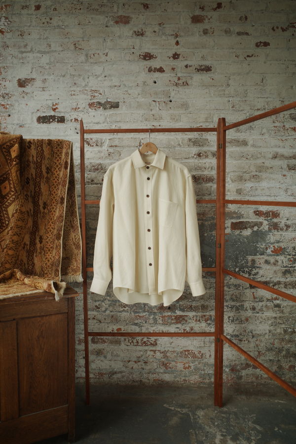 AVIVA JIFEI XUE Butter Microcheck Wool Dobby Easy Shirt