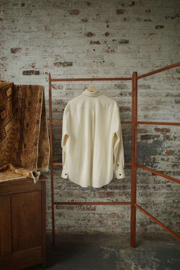 AVIVA JIFEI XUE Butter Microcheck Wool Dobby Easy Shirt