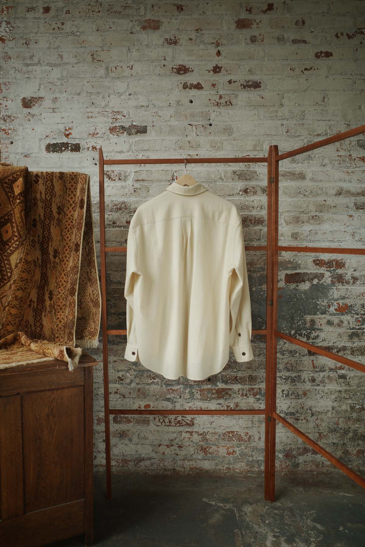 AVIVA JIFEI XUE Butter Microcheck Wool Dobby Easy Shirt - Image 2 of 2