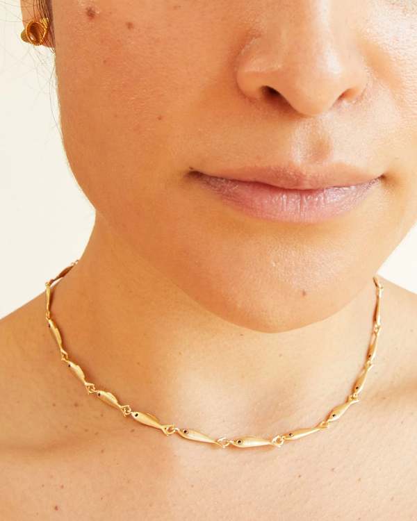 Clare V. Sardine Link Necklace - Gold