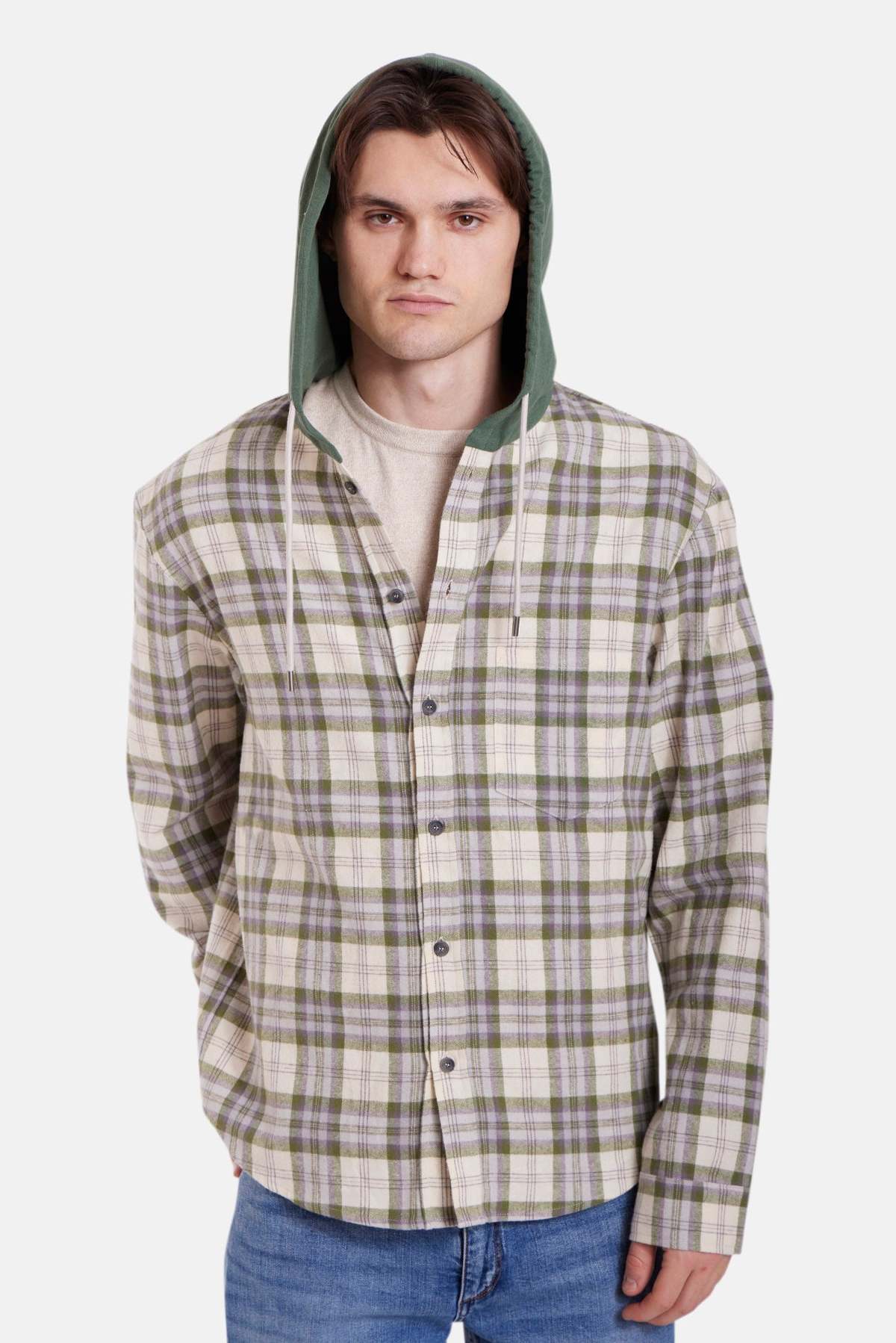 Blue&Cream Dylan Flannel Hoodie Shirt - Image 1 of 4