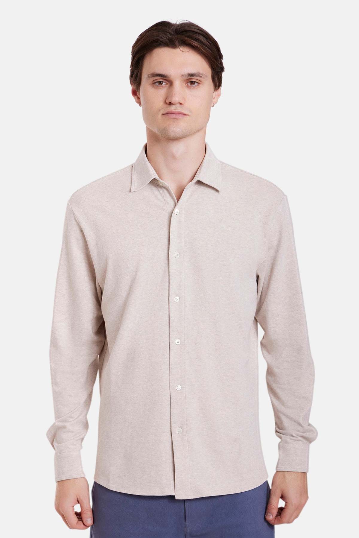 Blue&Cream Elyon Soft Jersey Button Up Shirt - Image 1 of 3