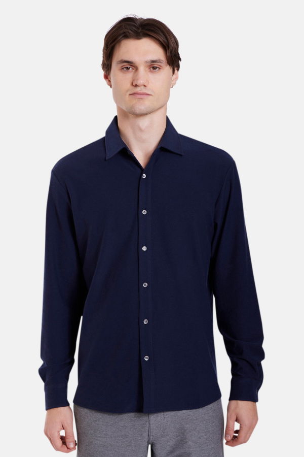 Blue&Cream Elyon Soft Jersey Button Up Shirt