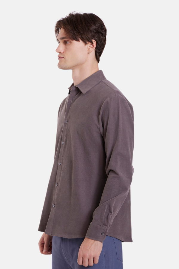 Blue&Cream Warren Fine Cord Shirt - Taupe