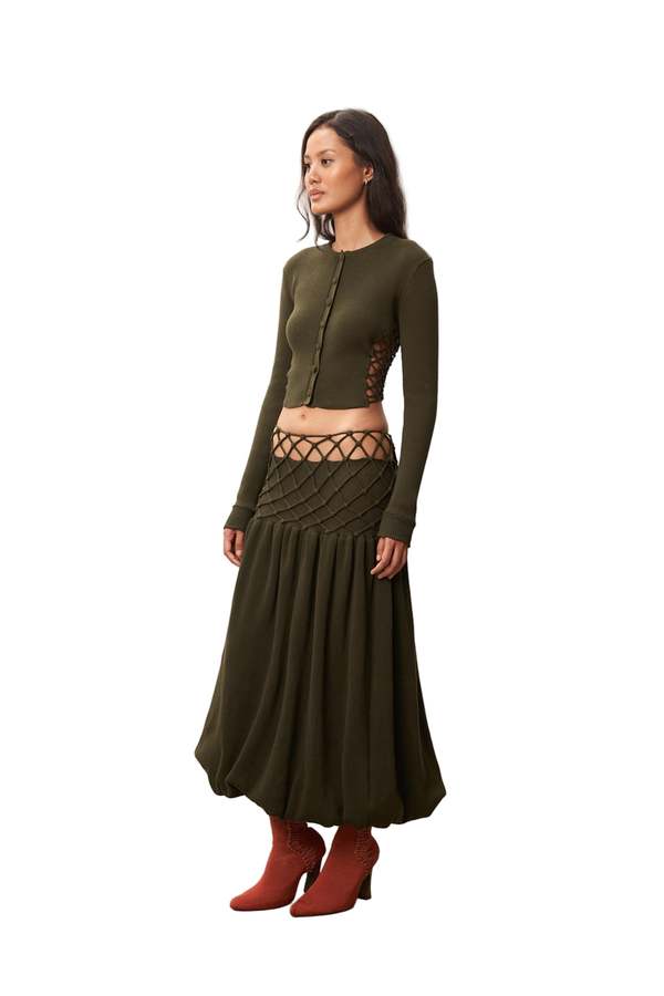 Isa Boulder Sidemesh Cardigan - Swamp