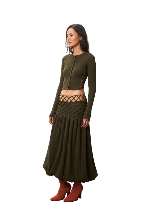 Isa Boulder Sidemesh Cardigan - Swamp