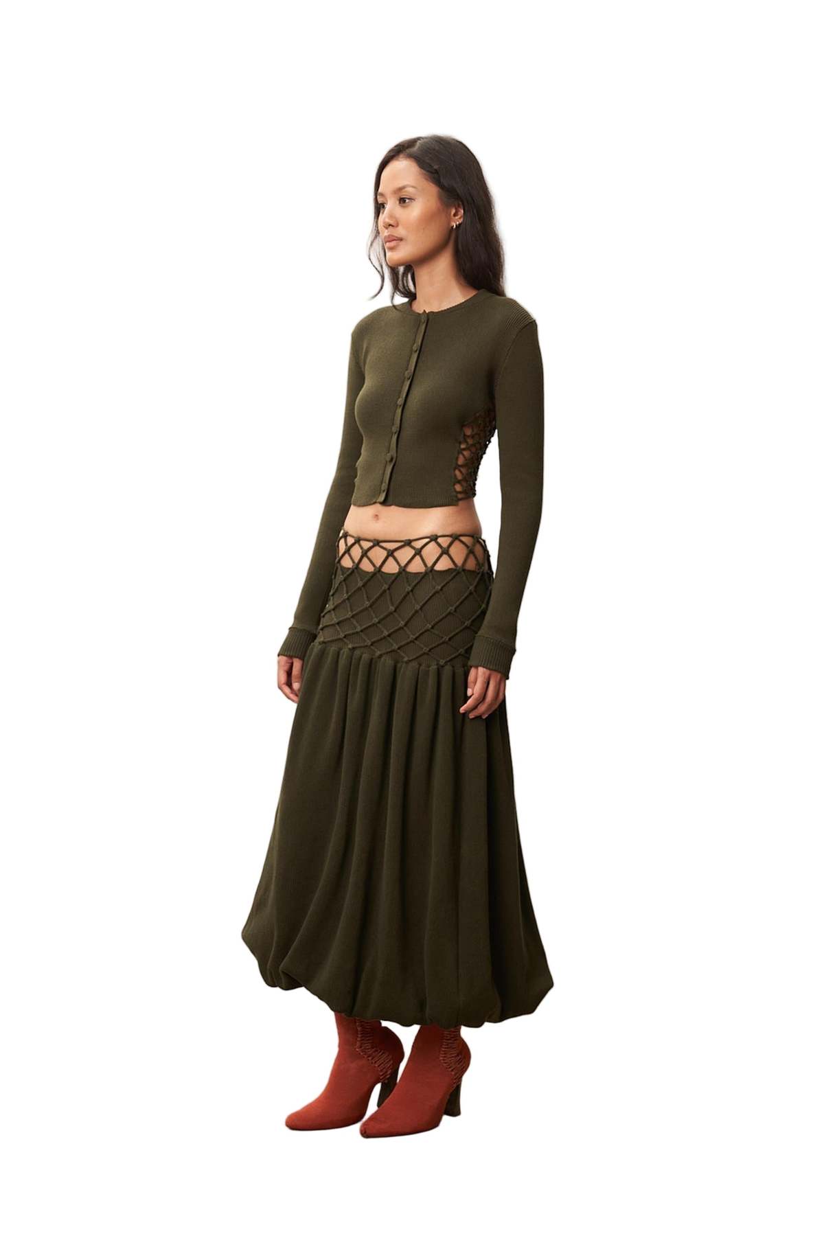 Isa Boulder Sidemesh Cardigan - Swamp - Image 2 of 3