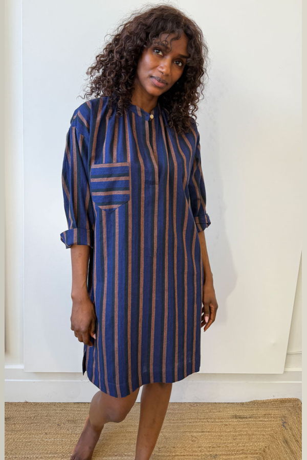 Two Striped Long Sleeve Button Tunic